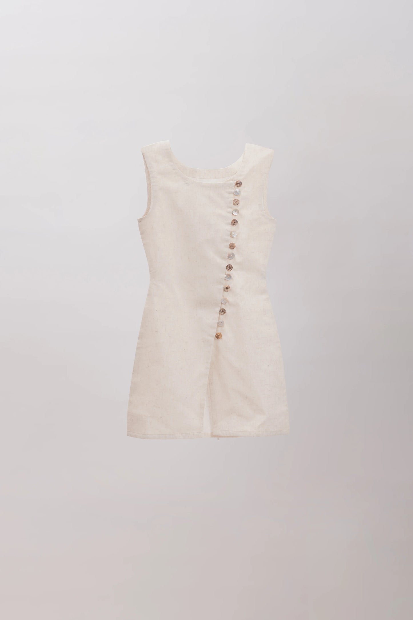 Ivory Button Detail Linen Top price