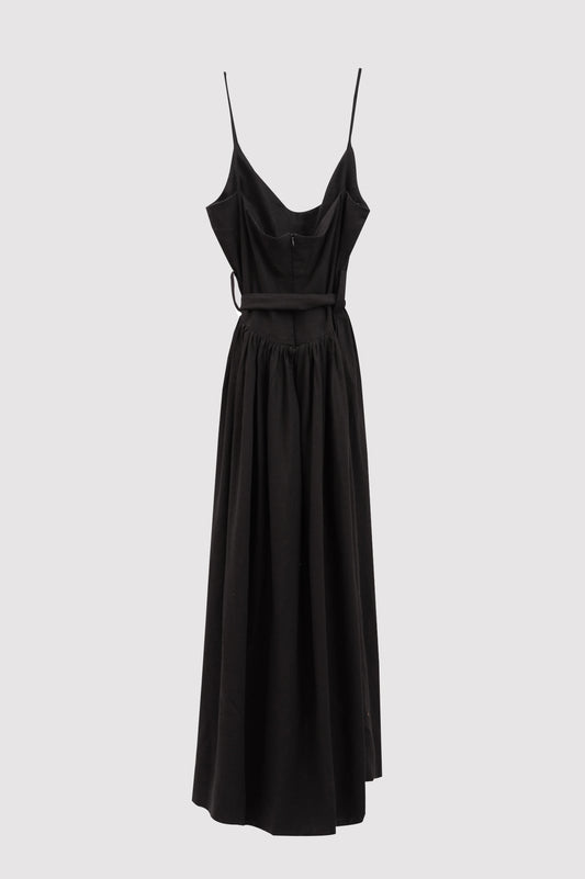Noir Hourglass Linen Dress