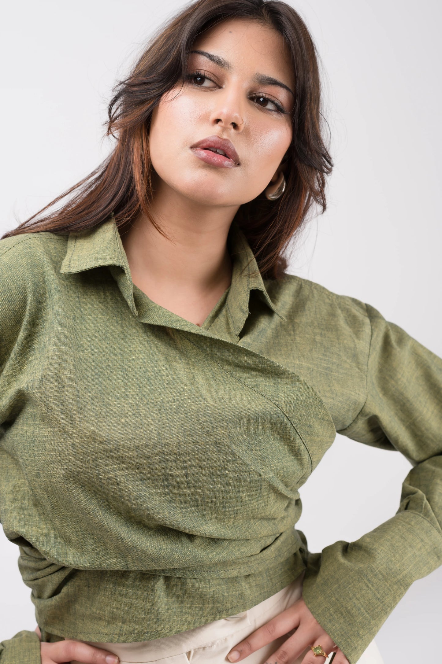 Olive Wrap Shirt